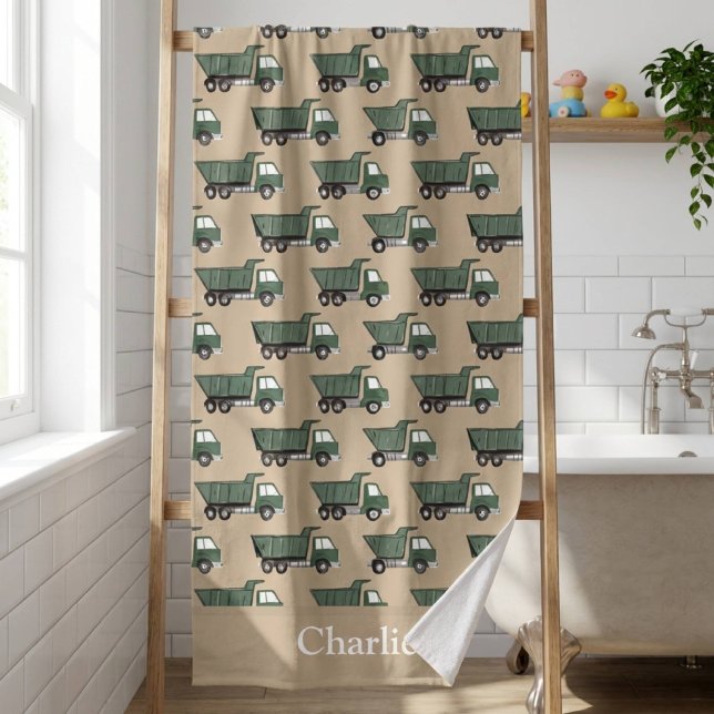 Personalized Dump Truck Kids Bath Towel (Creator Uploaded)