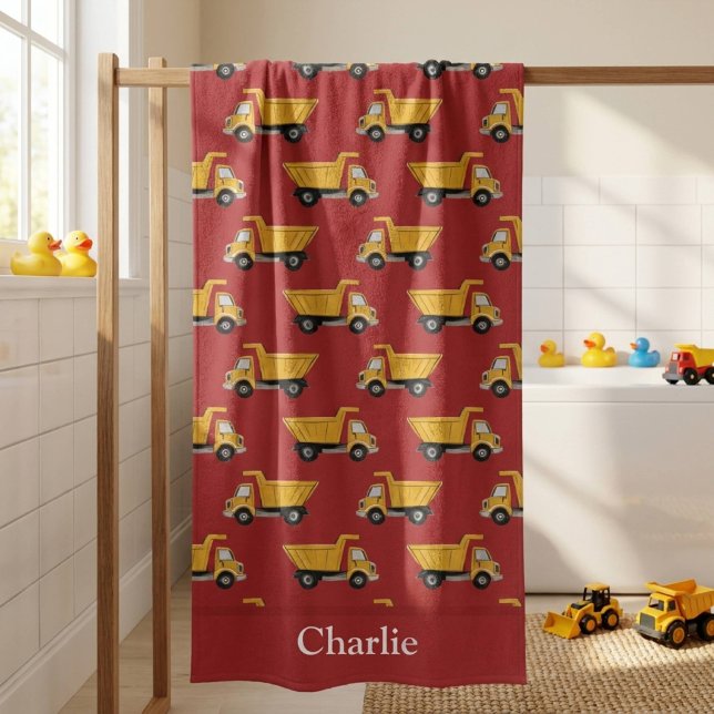 Personalized Dump Truck Kids Beach Towel (Creator Uploaded)