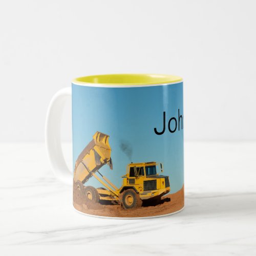 Personalized Dump Truck Two_Tone Coffee Mug