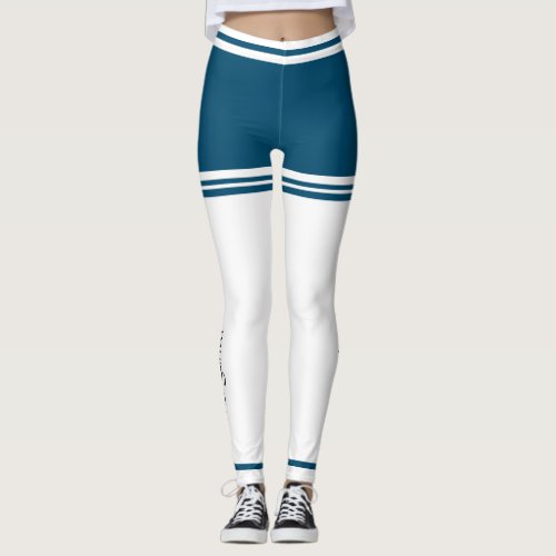 Personalized Dusky Blue Faux Shorts Cute Workout Leggings