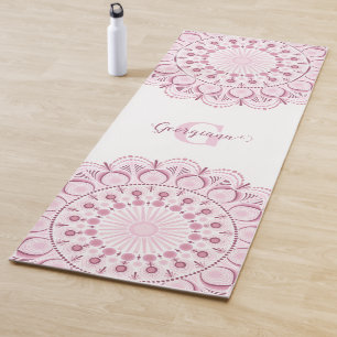 Personalized Dusky Rose Confetti Lace Dot Mandala Yoga Mat