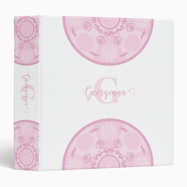 Personalized Dusky Rose Grand Millennial Mandala 3 Ring Binder (Front/Spine)