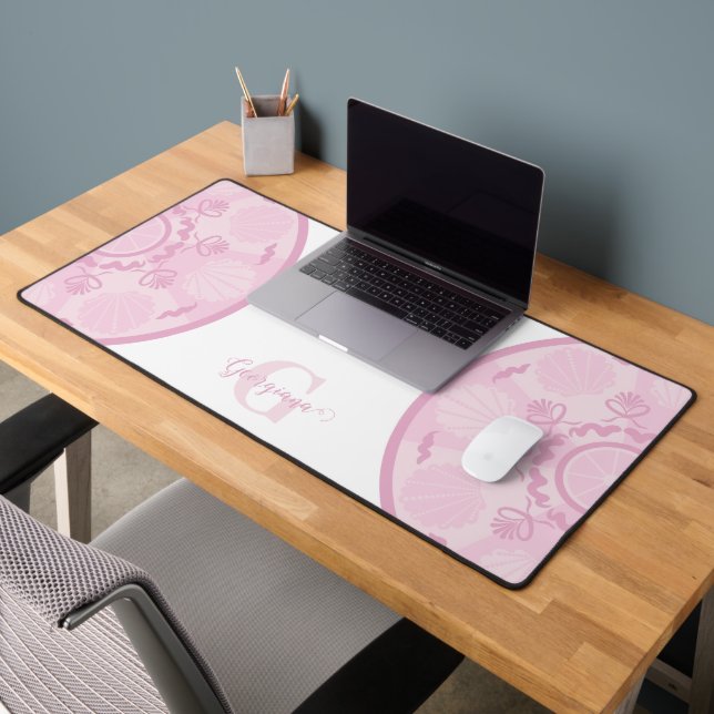 Personalized Dusky Rose Grand Millennial Mandala Desk Mat (Office 2)
