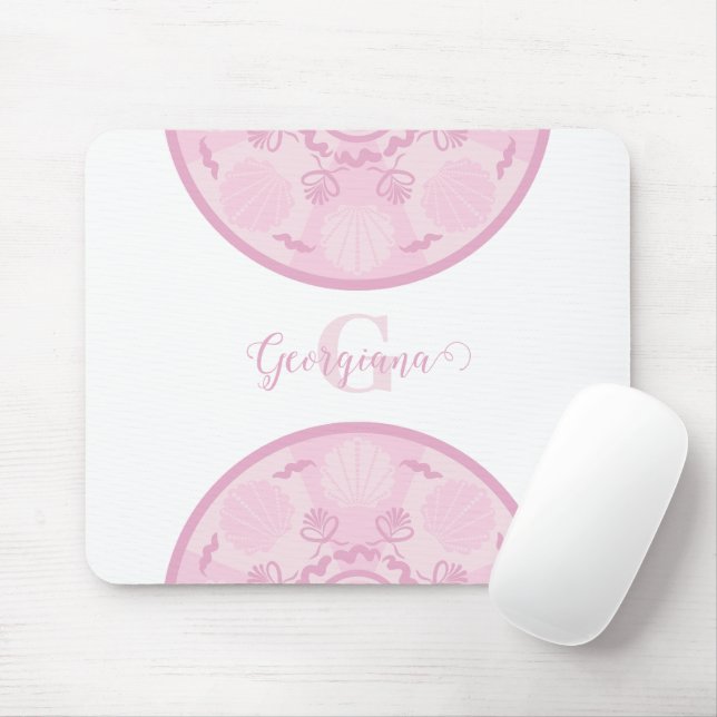 Personalized Dusky Rose Grand Millennial Mandala Mouse Pad (With Mouse)