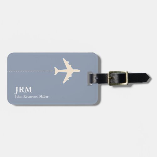 Personalized Dusty Blue Airplane Travel Luggage Tag
