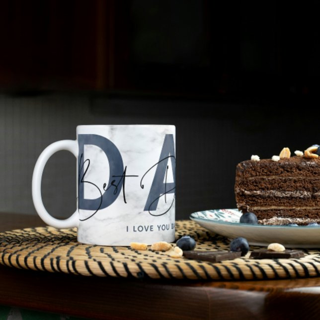 Personalized Dusty Blue Best Dad Quote Fathers Day Coffee Mug (Easily personalize this Best Dad Ever mug a gift he'll treasure, perfect for any occasion)