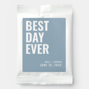Personalized Dusty Blue Best Day Ever Wedding Margarita Drink Mix