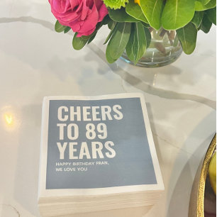 Personalized Dusty Blue Birthday Year Napkin