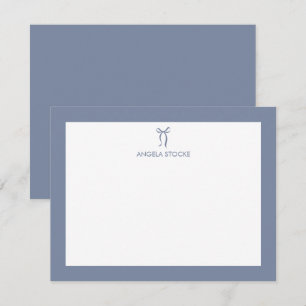 Personalized Dusty Blue Bow Note Card