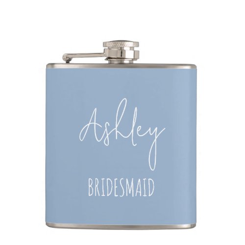 Personalized Dusty Blue Bridal Party Gift Women Flask