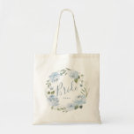Personalized dusty blue floral bride tote bag<br><div class="desc">Modern bride script with watercolor floral wreath in dusty blue and sage green,  elegant and romantic,  great personalized bride tote bag for bride to be,  great bridal shower gifts to store all the essentials for the wedding day.</div>