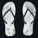 Personalized dusty blue floral bridesmaid flip flops<br><div class="desc">Modern watercolor floral in dusty blue and sage green,  elegant and romantic,   great personalized bridal party bridesmaid gifts</div>