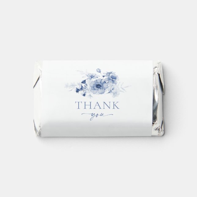Personalized Dusty Blue Floral Wedding Hershey's Miniatures (Front)