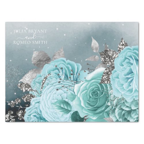 Personalized Dusty Blue Floral Wedding Tissue Paper