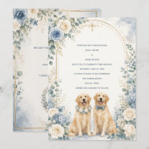 Personalized Dusty Blue Golden Retriever Wedding I
