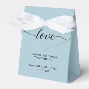 Personalized Dusty Blue Love ScrIpt Wedding Favor Boxes