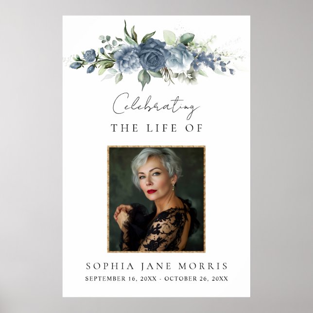 Personalized Dusty Blue Memorial Welcome Poster (Front)