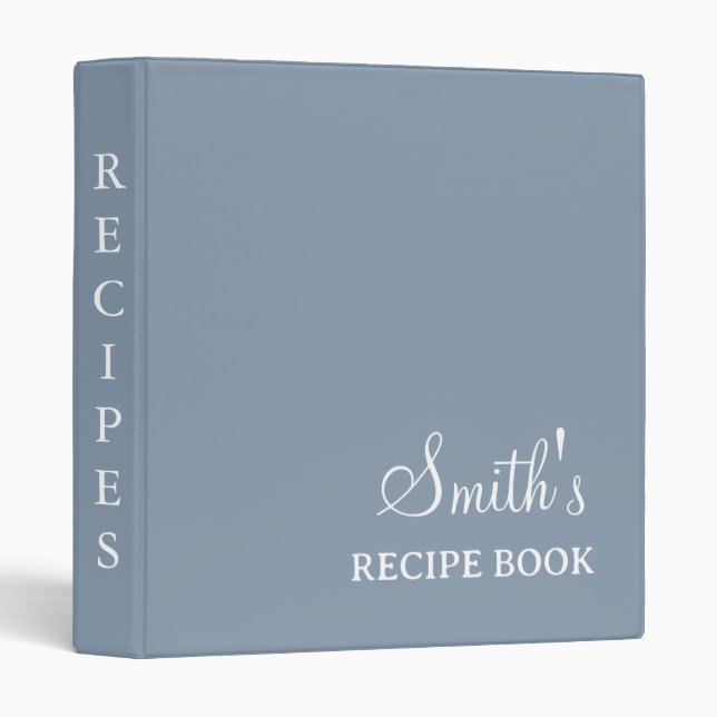 Personalized Dusty Blue Minimalist Modern Monogram 3 Ring Binder (Front/Spine)