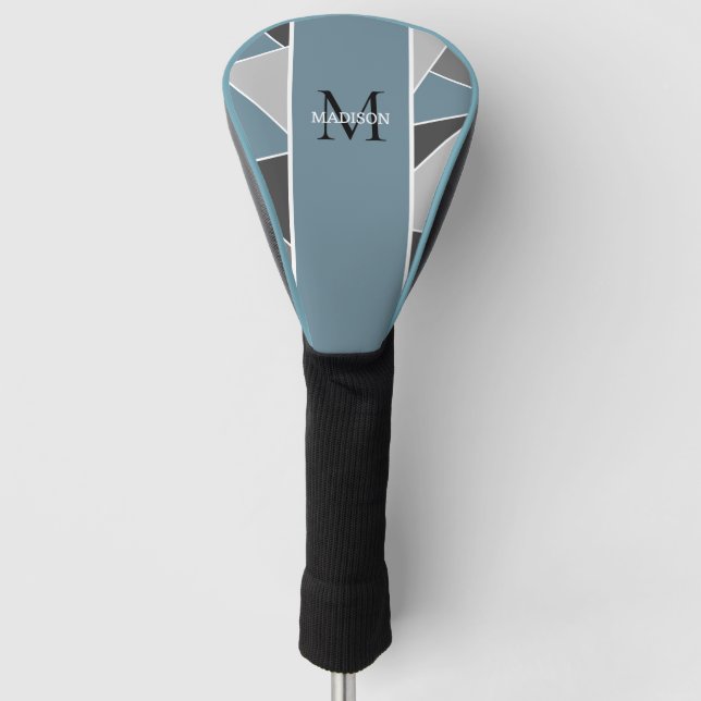 Personalized Dusty Blue Modern Monogram Womens Golf Head Cover (Front)