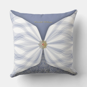 Personalized Dusty Blue Textile Illusion Throw Pillow