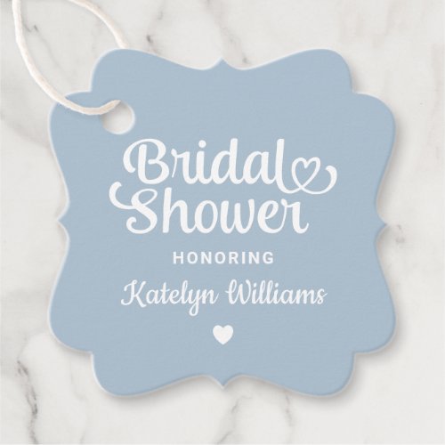 Personalized Dusty Blue Wedding Bridal Shower Favor Tags