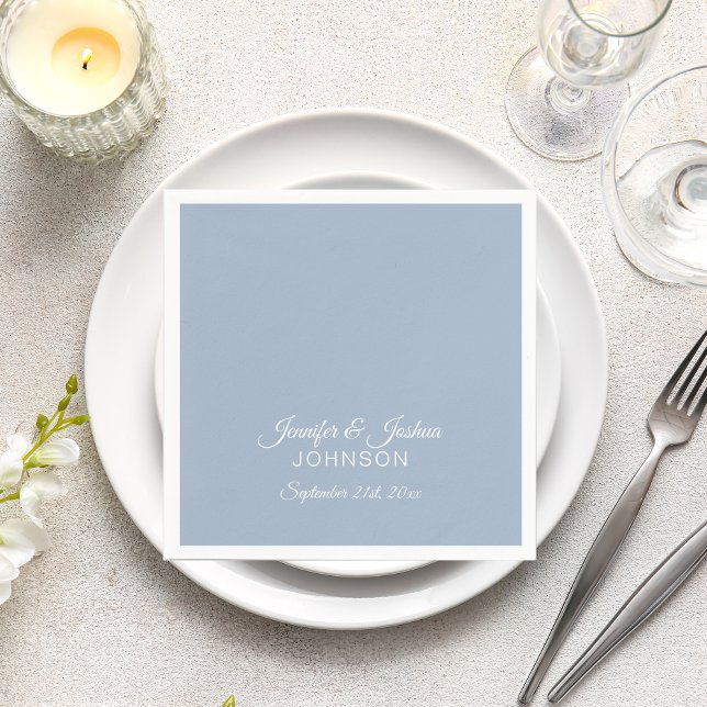 Personalized Dusty BLUE Wedding Napkins (Creator Uploaded)