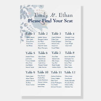 Personalized Dusty Blue Wedding Seating Chart Foam Board