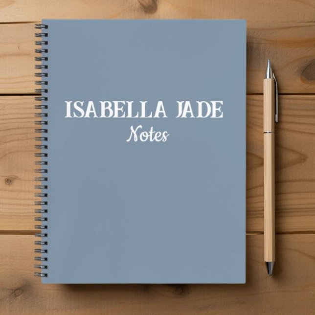 Personalized Dusty Blue Wide Ruled Spiral Notebook (Creator Uploaded)
