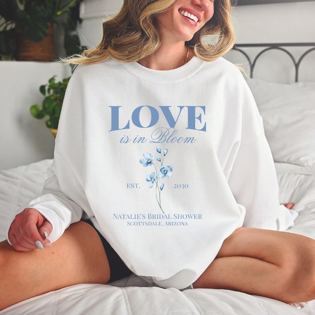 Personalized Dusty Blue Wildflower Bridal Shower Sweatshirt (Creator Uploaded)