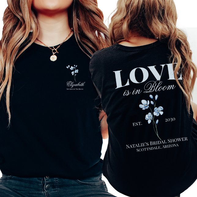 Personalized Dusty Blue Wildflower Bridal Shower T-Shirt (Creator Uploaded)