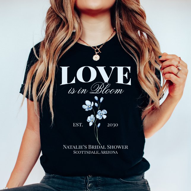 Personalized Dusty Blue Wildflower Bridal Shower T-Shirt (Creator Uploaded)