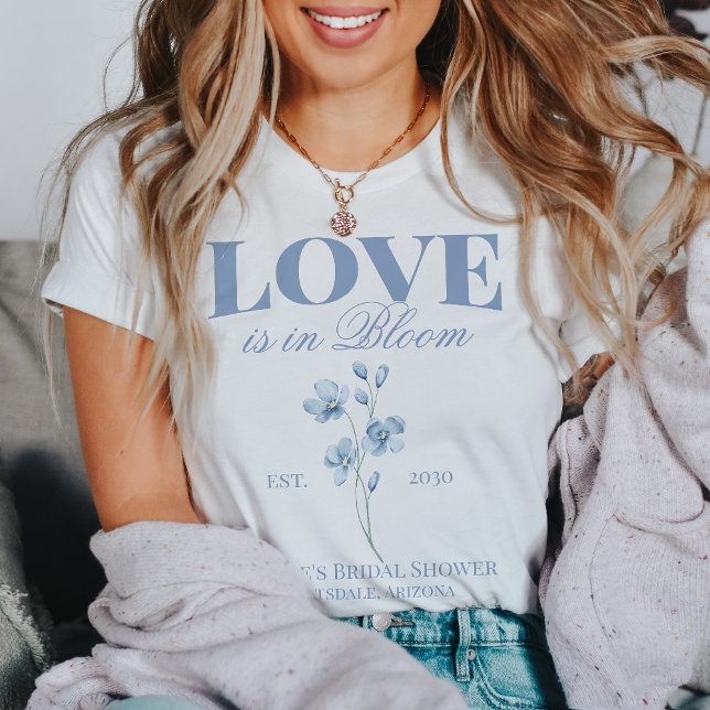 Personalized Dusty Blue Wildflower Bridal Shower T-Shirt (Creator Uploaded)