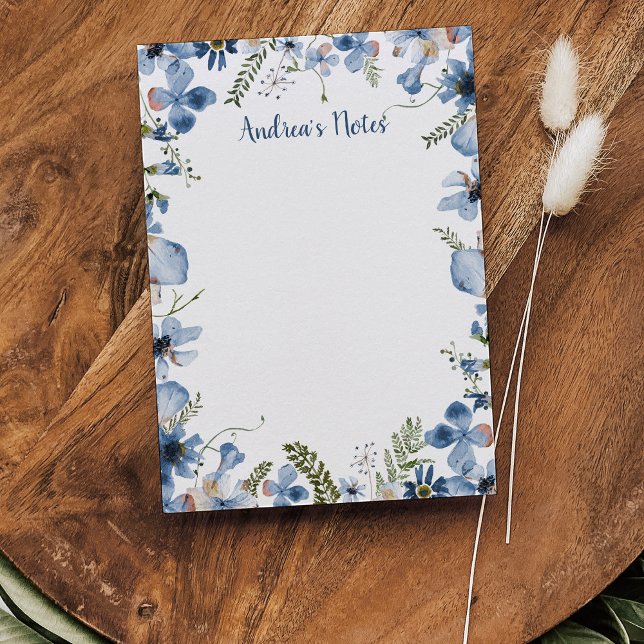 Personalized Dusty Blue Wildflowers Postit Notes  (Creator Uploaded)
