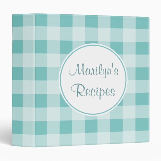 Personalized Dusty Gingham Recipe Binder (Front/Spine)
