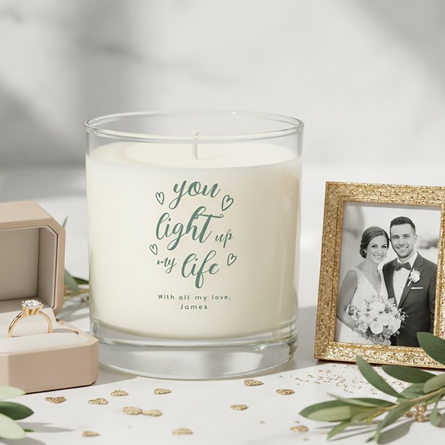 Personalized Dusty Green Script Romantic Valentine Scented Candle (Creator Uploaded)