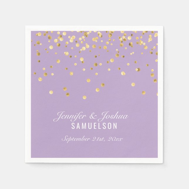 Personalized DUSTY MAUVE Gold Confetti Wedding Napkins (Front)