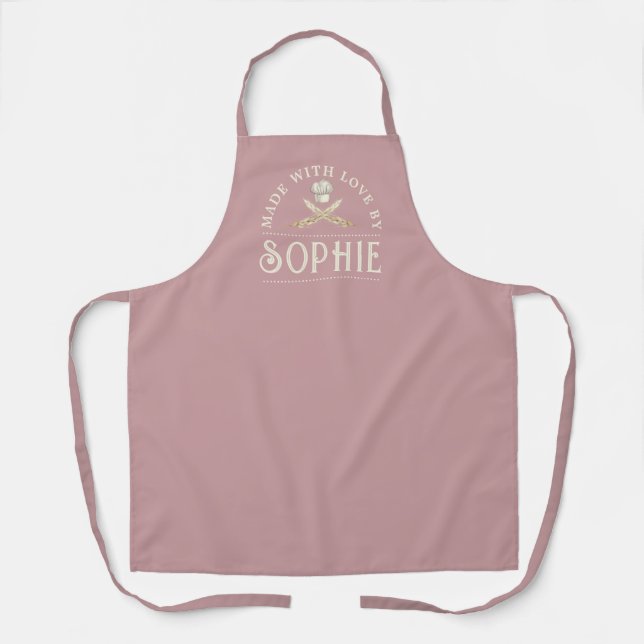 Personalized Dusty Pink All-Over Print Apron (Front)