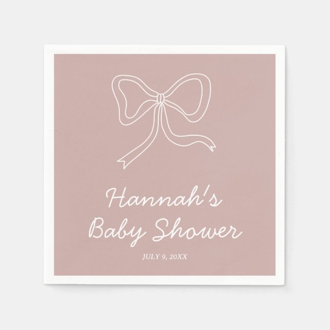 Personalized Dusty Pink Baby Shower Napkins (Front)
