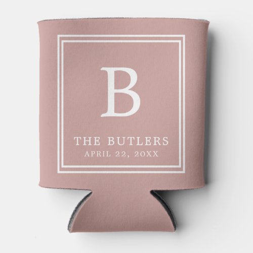 Personalized Dusty RoseBlush Wedding Can Cooler