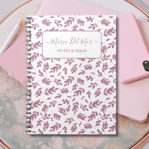 Personalized Dusty Rose Botanical Notebook