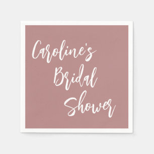 Personalized Dusty Rose Bridal Shower Script Napkins