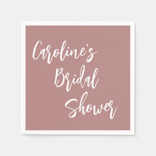 Personalized Dusty Rose Bridal Shower Script Napkins (Front)