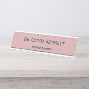 Personalized Dusty Rose Charcoal Name Gift Desk Name Plate