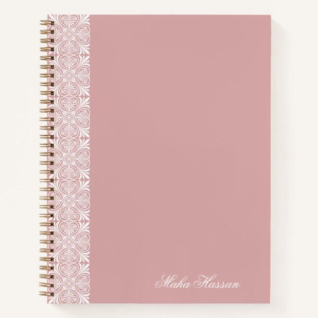 Personalized Dusty Rose Geometric Floral Print  Notebook (Front)