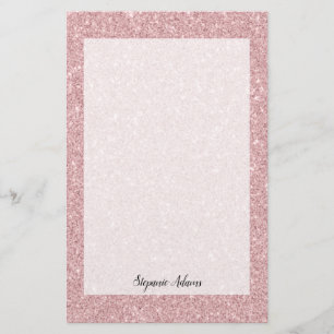Personalized Dusty Rose Glitter Stationery