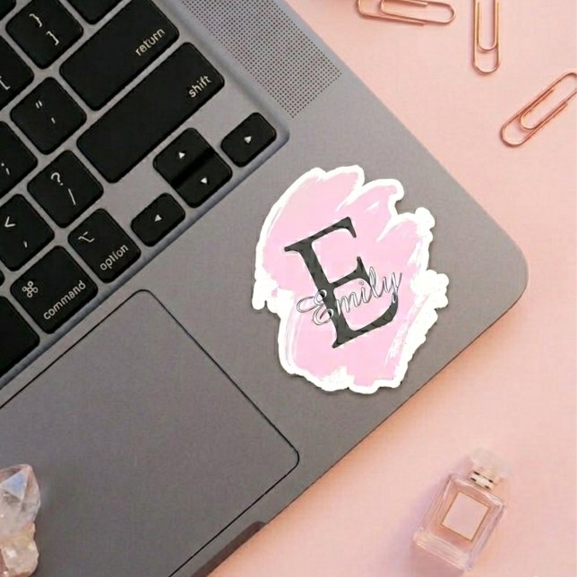Personalized Dusty Rose Monogrammed Stickers (Fully customizable monogram vinyl sticker)