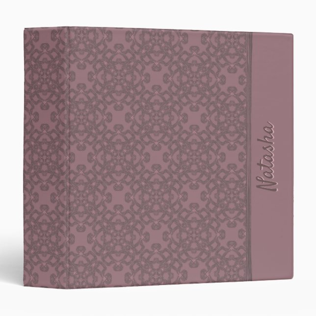 Personalized Dusty Rose Pattern 3 Ring Binder (Front/Spine)