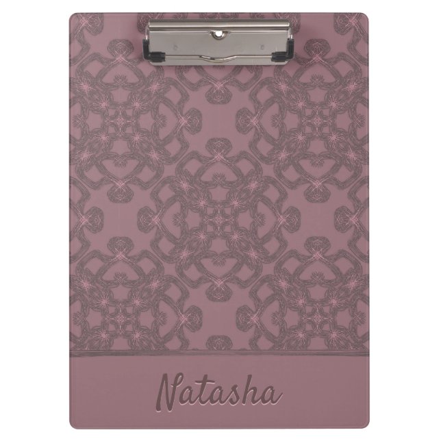 Personalized Dusty Rose Pattern Clipboard (Front)