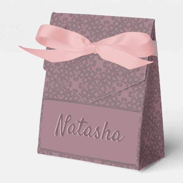 Personalized Dusty Rose Pattern Favor Boxes (Front Side)