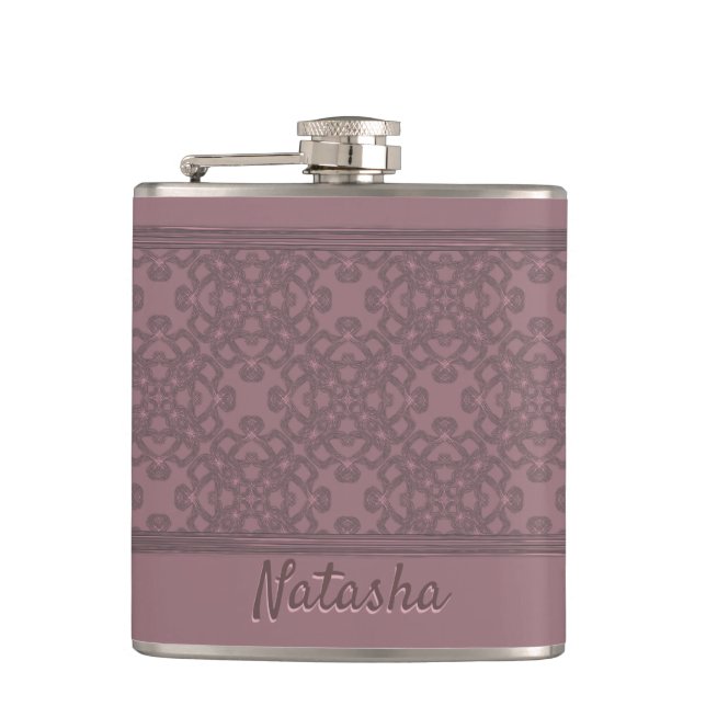 Personalized Dusty Rose Pattern Flask (Front)